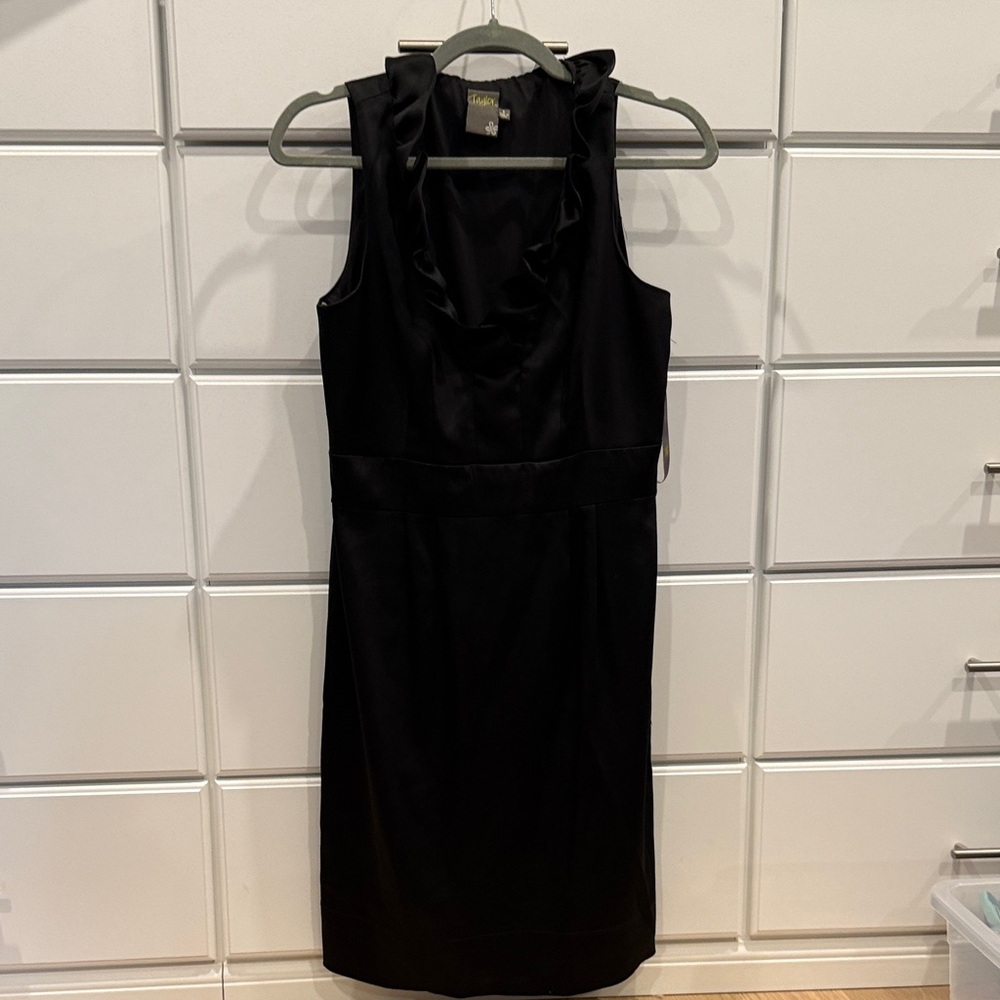 Rebecca Taylor Black Ruffle Neck Midi Dress